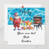 7月のクリスマスとサンタのビーチ休日 招待状 (正面/裏面)