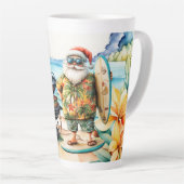 7月のクリスマスとサンタのビーチ カフェラテマグ (右アングル)