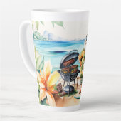 7月のクリスマスとサンタのビーチ カフェラテマグ (左アングル)