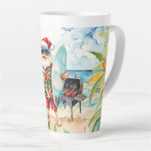 7月のクリスマスとサンタのビーチ カフェラテマグ (右アングル)