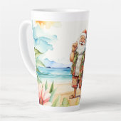 7月のクリスマスとサンタのビーチ カフェラテマグ (左アングル)