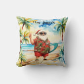 7月のクリスマスとサンタのビーチ クッション (正面)