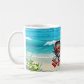 7月のクリスマスとサンタのビーチ コーヒーマグカップ (左)