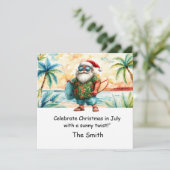 7月のクリスマスとサンタットビーチホリデーカード シーズンカード (スタンド正面)