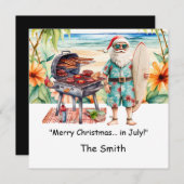 7月のクリスマスとサンタットビーチホリデーカード シーズンカード (正面/裏面)