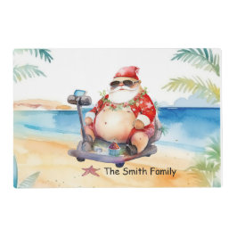7月のクリスマスとSANTA CLAUSのビーチ ラミネート プレート