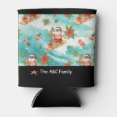 7月のクリスマスにサンタクロースとサーフィンだ！ 缶クーラー (正面)