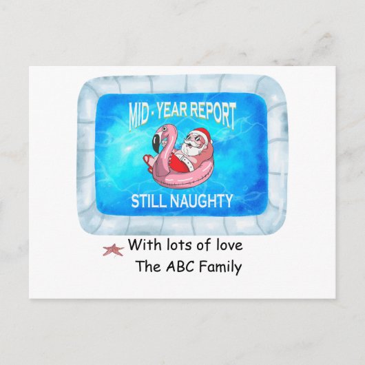 7月のクリスマスにプールにサンタ シーズンポストカード (正面)