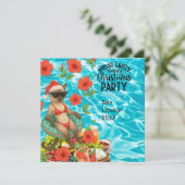 7月のクリスマスのためのCat Christmas Poolパーティー 招待状 (スタンド正面)