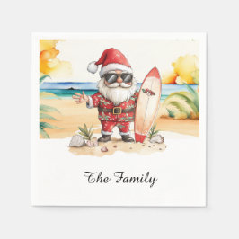 7月のクリスマスのビーチでSANTA CLAUS スタンダードカクテルナプキン