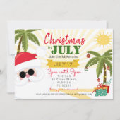 7月のクリスマスの招待、おもしろいの夏のパーティー 招待状 (正面)