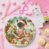 7月のクリスマスの猫好きホリデーテーマ ペーパープレート (パーティー)