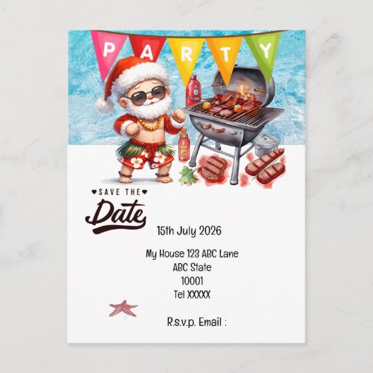 7月のクリスマスはサンタクロースと一緒に 日程を保存 ポストカード (正面)