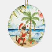 7月のクリスマスはシャム猫好き セラミックオーナメント (左)