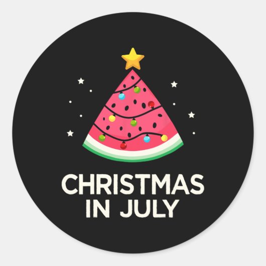 7月のクリスマスはスイカの木で夏を迎える ラウンドシール (正面)
