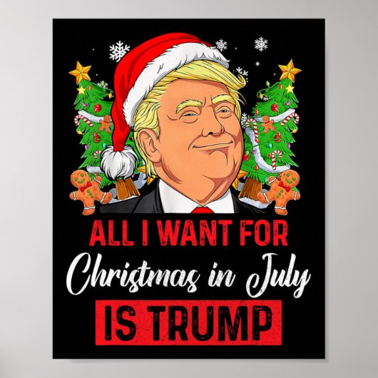 7月のクリスマスはトランプサンタおもしろいだ ポスター (正面)