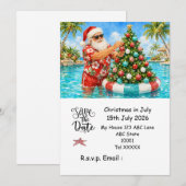 7月のクリスマスはSANTA CLAUSと 日付を保存 招待状 (正面/裏面)