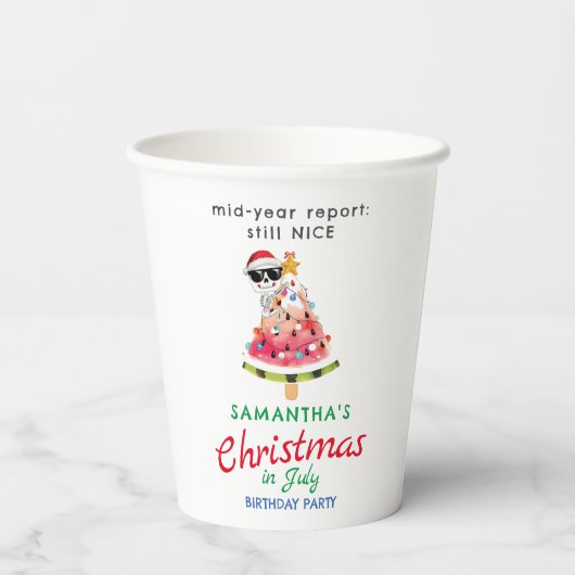 7月のクリスマスまたはいけなニース幼児誕生日 紙コップ (裏面)