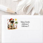 7月のクリスマスをテーマにしたシャム猫ビーチ ラベル (インサイチュ)