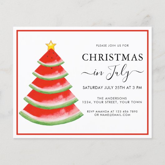 7月のクリスマスイカパーティの招待状 チラシ (正面)