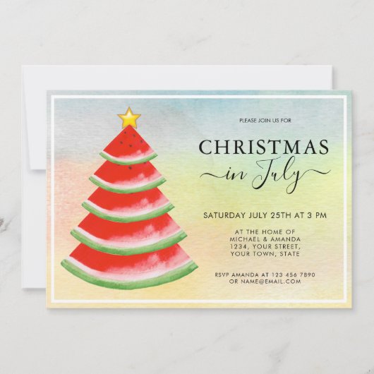 7月のクリスマスイカパーティー 招待状 (正面)