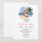 7月のクリスマスカスタム会社名 フラミンゴ 招待状 (正面/裏面)