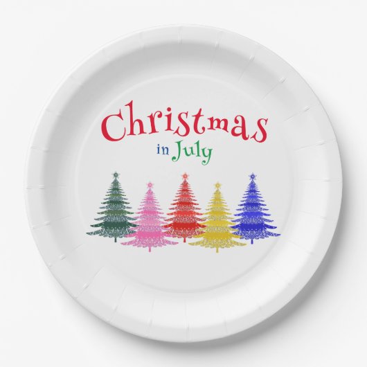 7月のクリスマスカラフルパーティー ペーパープレート (正面)