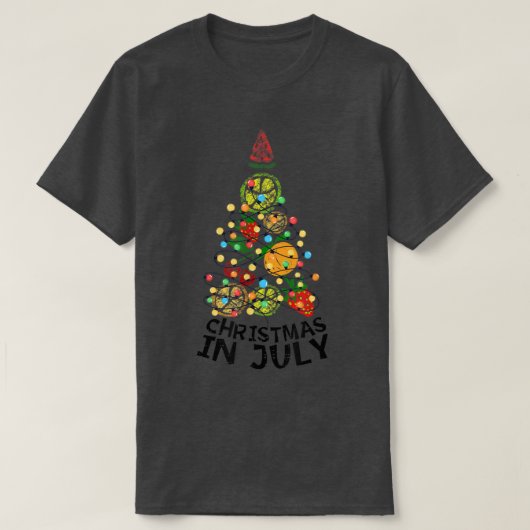 7月のクリスマスクリスマスクリスマスツリーTee夏の男性W Tシャツ (デザイン正面)