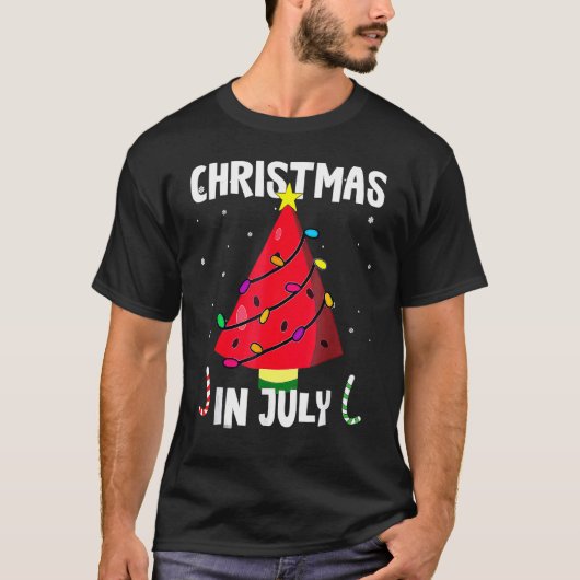 7月のクリスマスクリスマスツリースイカ夏 Tシャツ (正面)