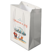 7月のクリスマスサマーサンタでのビーチ ミディアムペーパーバッグ (裏面アングル)