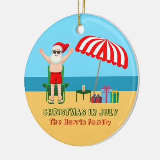 7月のクリスマスサマーサンタクロースかわいいビーチ セラミックオーナメント (左)