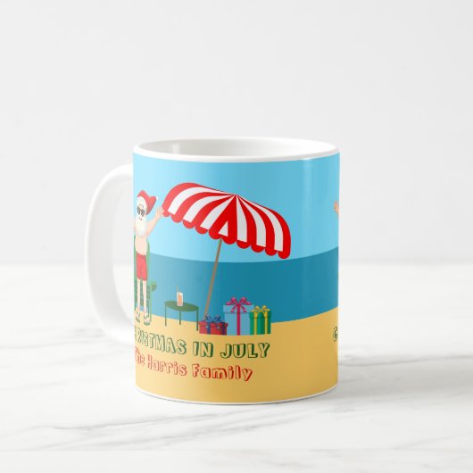 7月のクリスマスサマーサンタクロースビーチハウス コーヒーマグカップ (正面左)