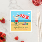 7月のクリスマスサマーサンタクロースビーチパーティー スタンダードカクテルナプキン (インサイチュ)