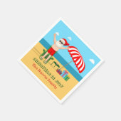 7月のクリスマスサマーサンタクロースビーチパーティー スタンダードカクテルナプキン (角)