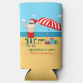 7月のクリスマスサマーサンタクロースビーチパーティー スリム缶クーラー (正面)