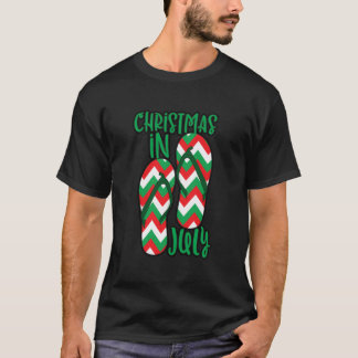7月のクリスマスサマーサンダルクリスマスビーチサーフ Tシャツ
