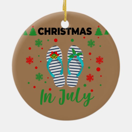 7月のクリスマスサマービーチバケーションフリップ セラミックオーナメント (裏面)