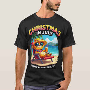 7月のクリスマスサマー Meowy Xmas 涼しい夏 Tシャツ