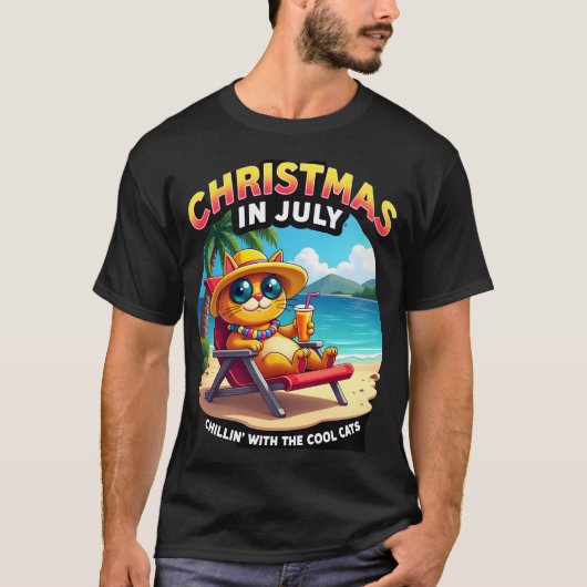 7月のクリスマスサマー Meowy Xmas 涼しい夏 Tシャツ (正面)