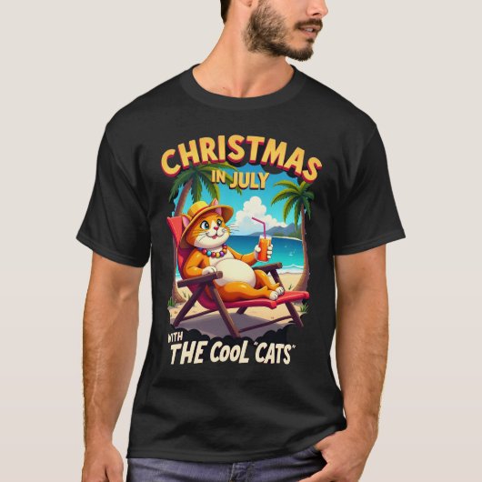 7月のクリスマスサマー Meowy Xmas 涼しい夏 Tシャツ (正面)