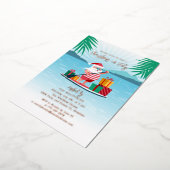 7月のクリスマスサマーBBQビーチパーティーバラ金ゴールド 箔シーズンカード (回転した状態)