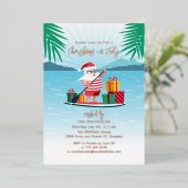 7月のクリスマスサマーBBQビーチパーティーバラ金ゴールド 箔シーズンカード (立ち正面)