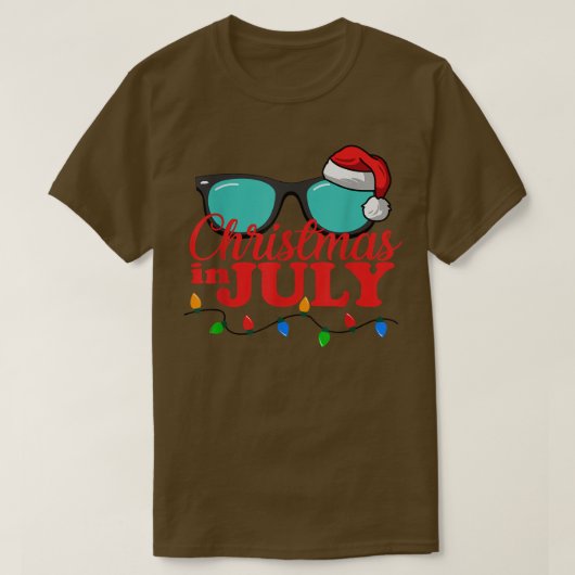 7月のクリスマスサングラスビーチサマーバカチオ Tシャツ (デザイン正面)
