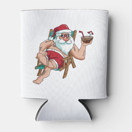 7月のクリスマスサンタオンビーチ独立記念日 缶クーラー (正面)