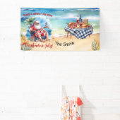 7月のクリスマスサンタクロースでのビーチ おもしろい 横断幕 (インサイチュ)