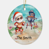 7月のクリスマスサンタクロースとビーチ セラミックオーナメント (左)