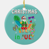 7月のクリスマスサンタサマーコーストハワイ セラミックオーナメント (裏面)