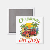 7月のクリスマスサンタサーフィン夏ver2 マグネット (正面/裏面)