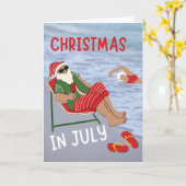 7月のクリスマスサンタットビーチ カード (黄色い花)