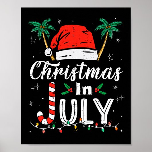 7月のクリスマスサンタハットおもしろいクリスマスメンズK ポスター (正面)